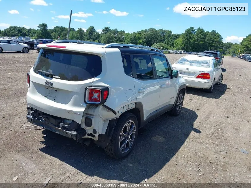 2016 Jeep Renegade Limited VIN: ZACCJADT1GPC85123 Lot: 40058359