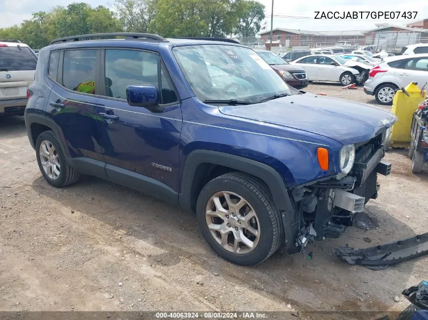 2016 Jeep Renegade Latitude VIN: ZACCJABT7GPE07437 Lot: 40063924