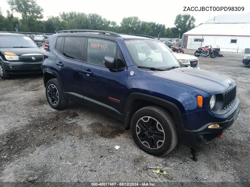 2016 Jeep Renegade Trailhawk VIN: ZACCJBCT0GPD98309 Lot: 40077497