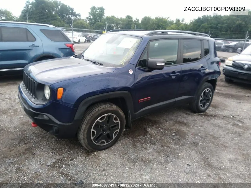 2016 Jeep Renegade Trailhawk VIN: ZACCJBCT0GPD98309 Lot: 40077497