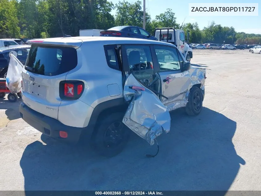 2016 Jeep Renegade Sport VIN: ZACCJBAT8GPD11727 Lot: 40082868