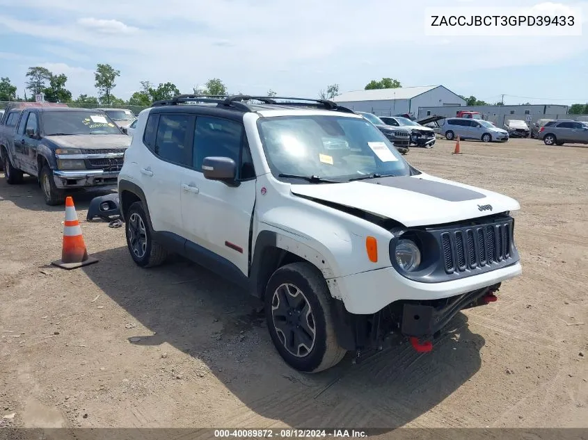 2016 Jeep Renegade Trailhawk VIN: ZACCJBCT3GPD39433 Lot: 40089872