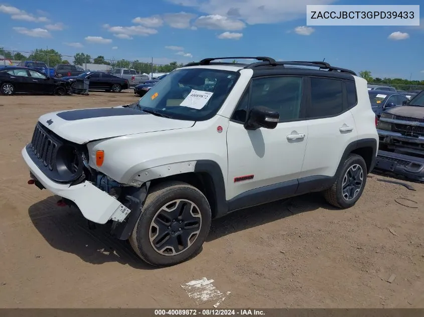 2016 Jeep Renegade Trailhawk VIN: ZACCJBCT3GPD39433 Lot: 40089872