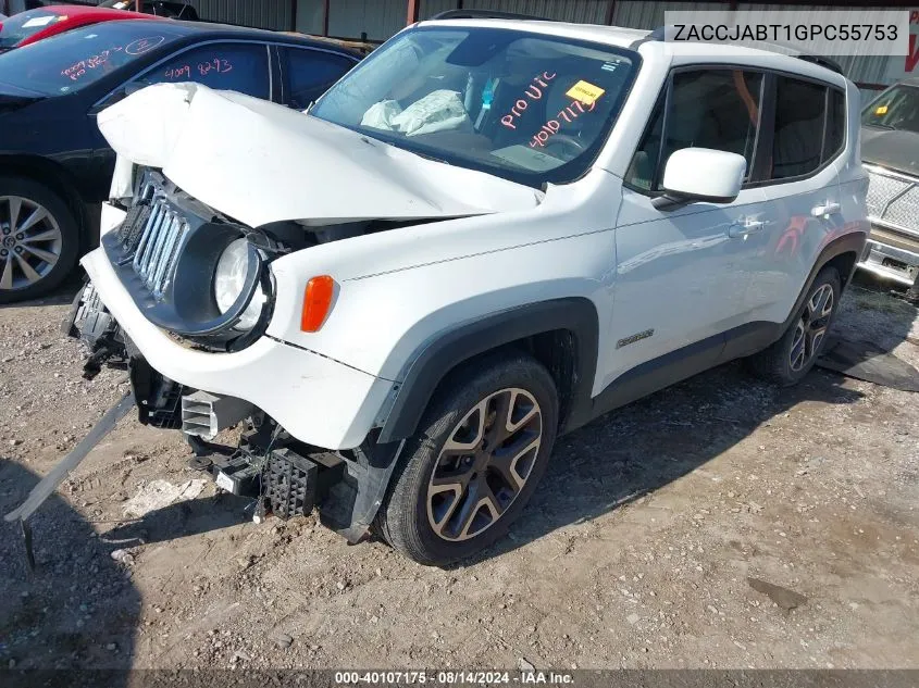 2016 Jeep Renegade Latitude VIN: ZACCJABT1GPC55753 Lot: 40107175