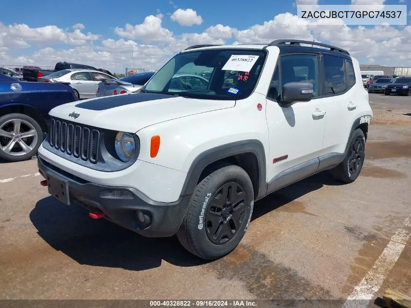 2016 Jeep Renegade Trailhawk VIN: ZACCJBCT7GPC74537 Lot: 40328822