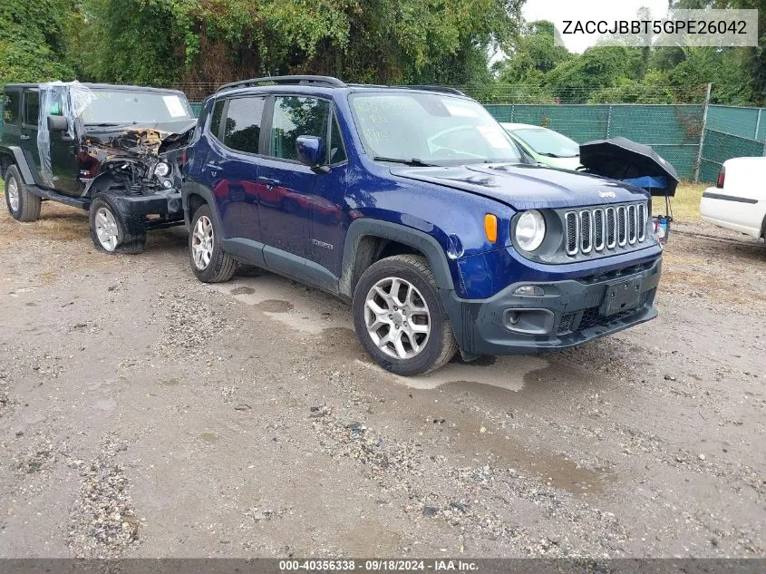 2016 Jeep Renegade Latitude VIN: ZACCJBBT5GPE26042 Lot: 40356338