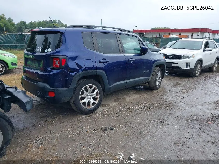 2016 Jeep Renegade Latitude VIN: ZACCJBBT5GPE26042 Lot: 40356338