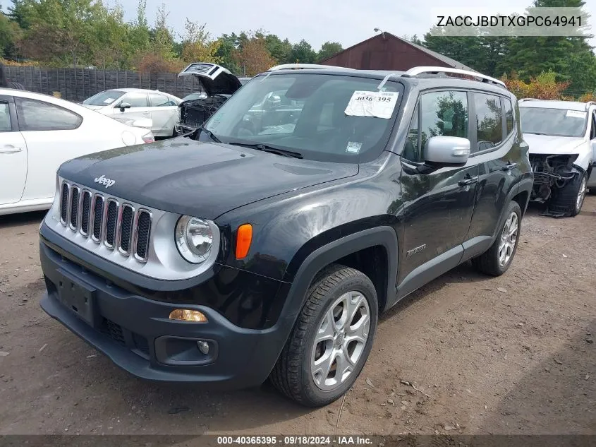 2016 Jeep Renegade Limited VIN: ZACCJBDTXGPC64941 Lot: 40365395