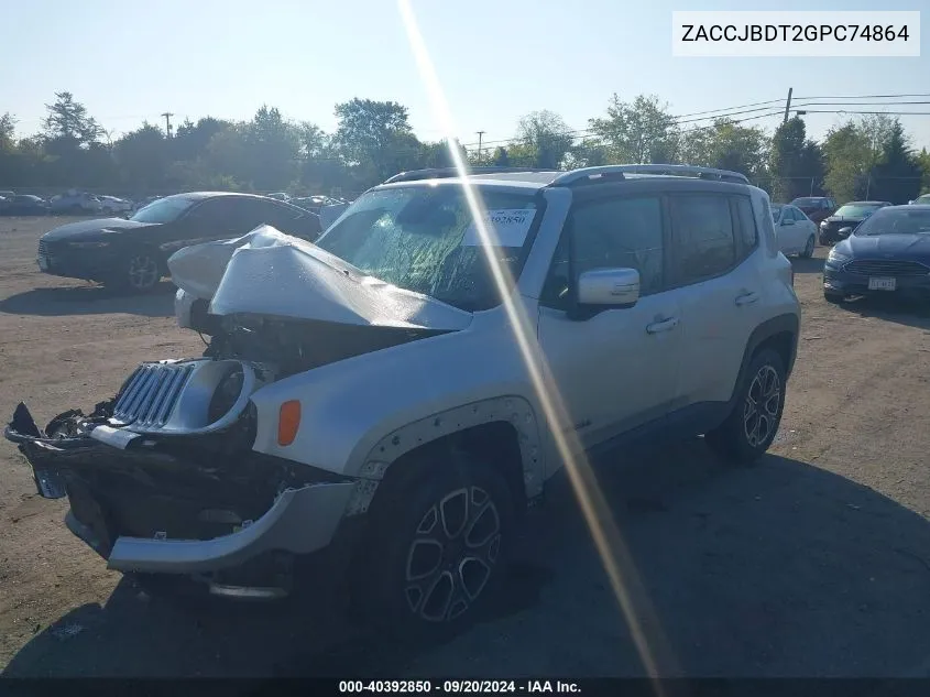 ZACCJBDT2GPC74864 2016 Jeep Renegade Limited