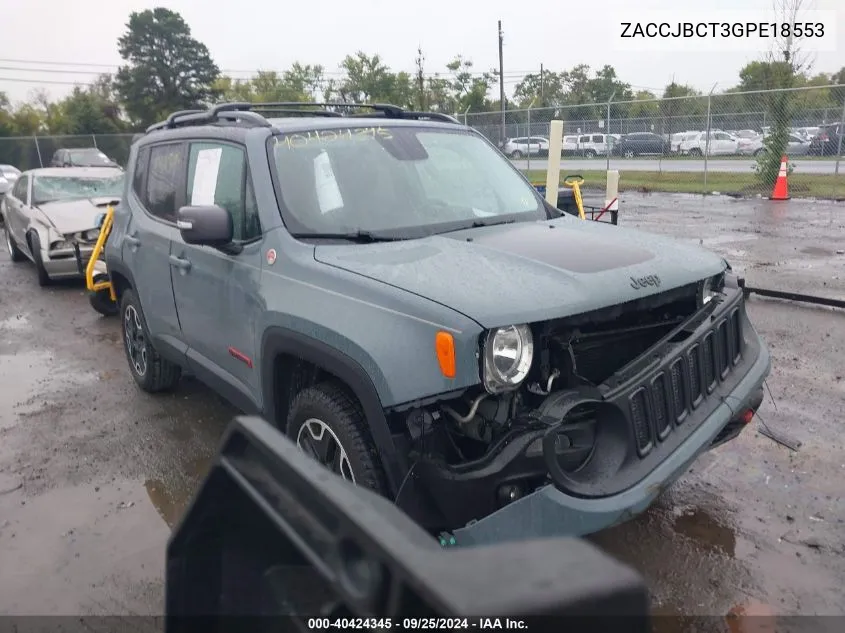 2016 Jeep Renegade Trailhawk VIN: ZACCJBCT3GPE18553 Lot: 40424345