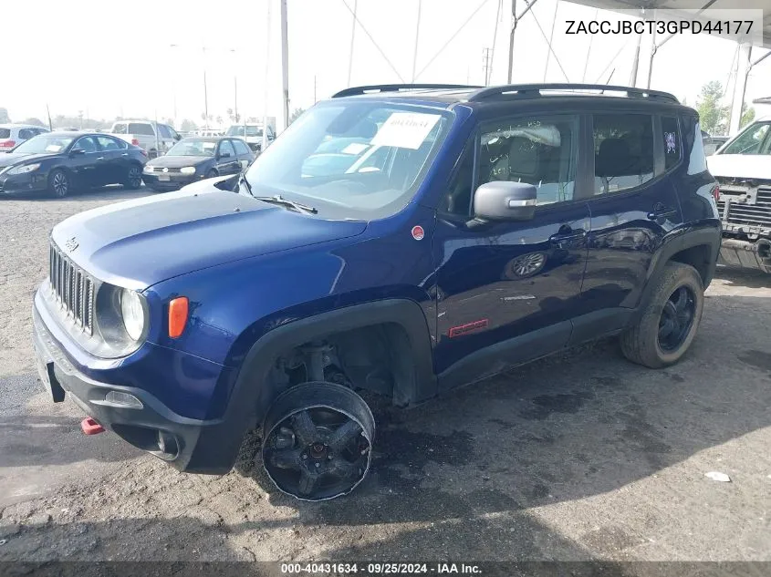 2016 Jeep Renegade Trailhawk VIN: ZACCJBCT3GPD44177 Lot: 40431634