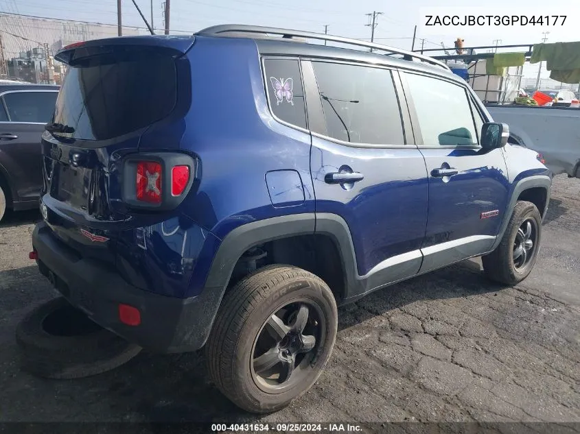 2016 Jeep Renegade Trailhawk VIN: ZACCJBCT3GPD44177 Lot: 40431634