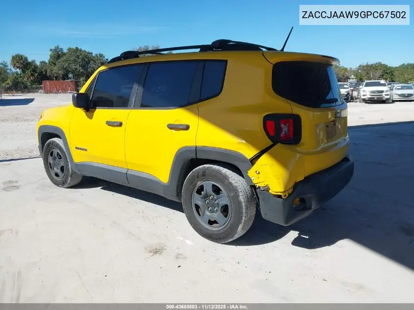 ZACCJAAW9GPC67502 2016 Jeep Renegade Sport