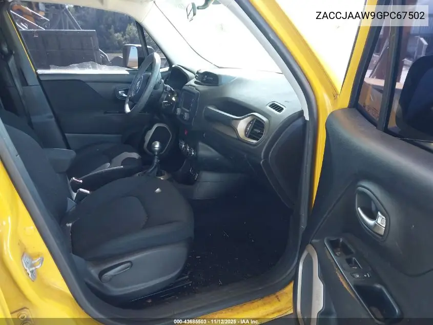ZACCJAAW9GPC67502 2016 Jeep Renegade Sport