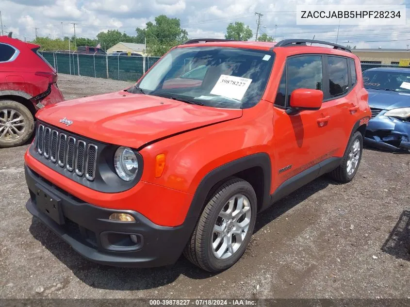 2017 Jeep Renegade Latitude Fwd VIN: ZACCJABB5HPF28234 Lot: 39878227