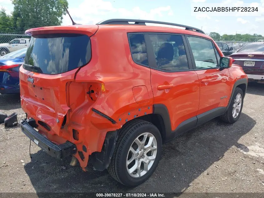 2017 Jeep Renegade Latitude Fwd VIN: ZACCJABB5HPF28234 Lot: 39878227