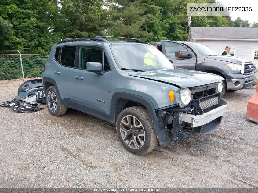 2017 Jeep Renegade Latitude 4X4 VIN: ZACCJBBB8HPF22336 Lot: 39974663