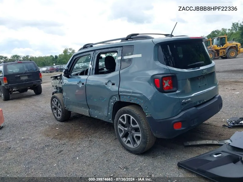 2017 Jeep Renegade Latitude 4X4 VIN: ZACCJBBB8HPF22336 Lot: 39974663