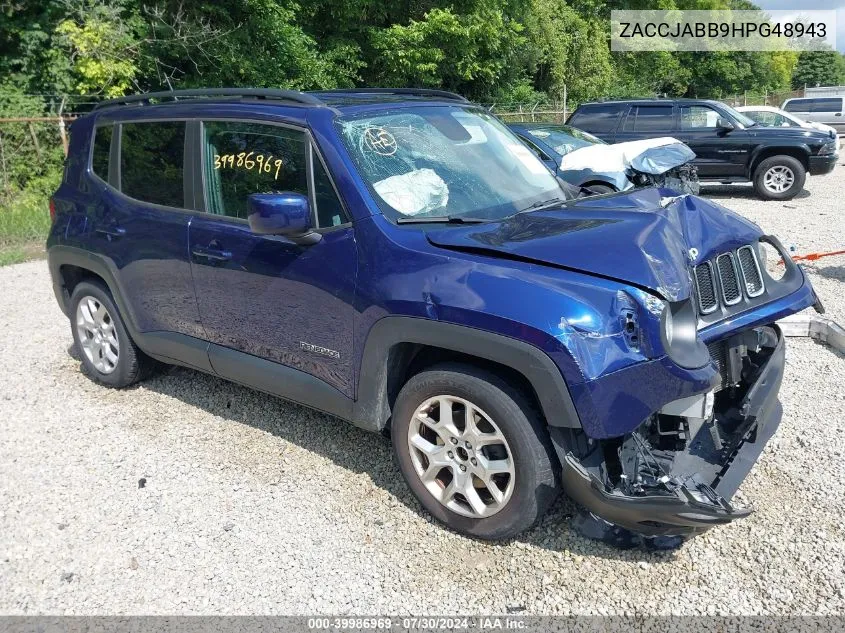 2017 Jeep Renegade Latitude Fwd VIN: ZACCJABB9HPG48943 Lot: 39986969