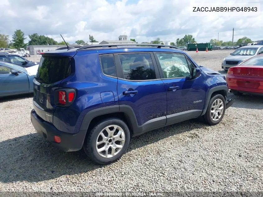 2017 Jeep Renegade Latitude Fwd VIN: ZACCJABB9HPG48943 Lot: 39986969