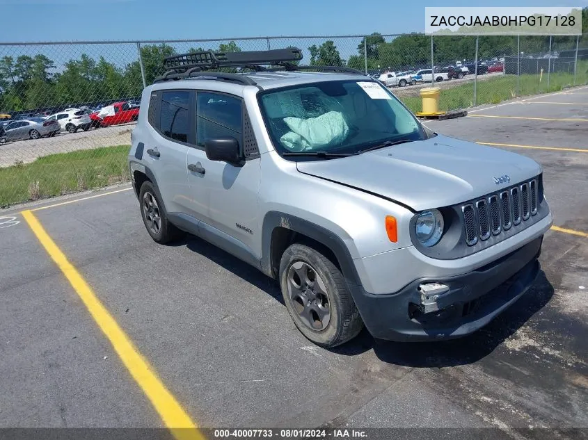 2017 Jeep Renegade Sport Fwd VIN: ZACCJAAB0HPG17128 Lot: 40007733