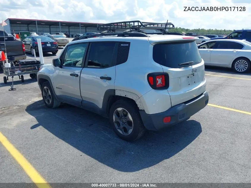 2017 Jeep Renegade Sport Fwd VIN: ZACCJAAB0HPG17128 Lot: 40007733