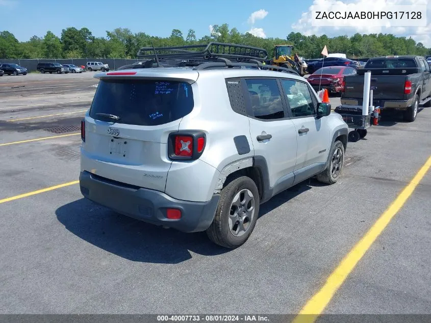 2017 Jeep Renegade Sport Fwd VIN: ZACCJAAB0HPG17128 Lot: 40007733