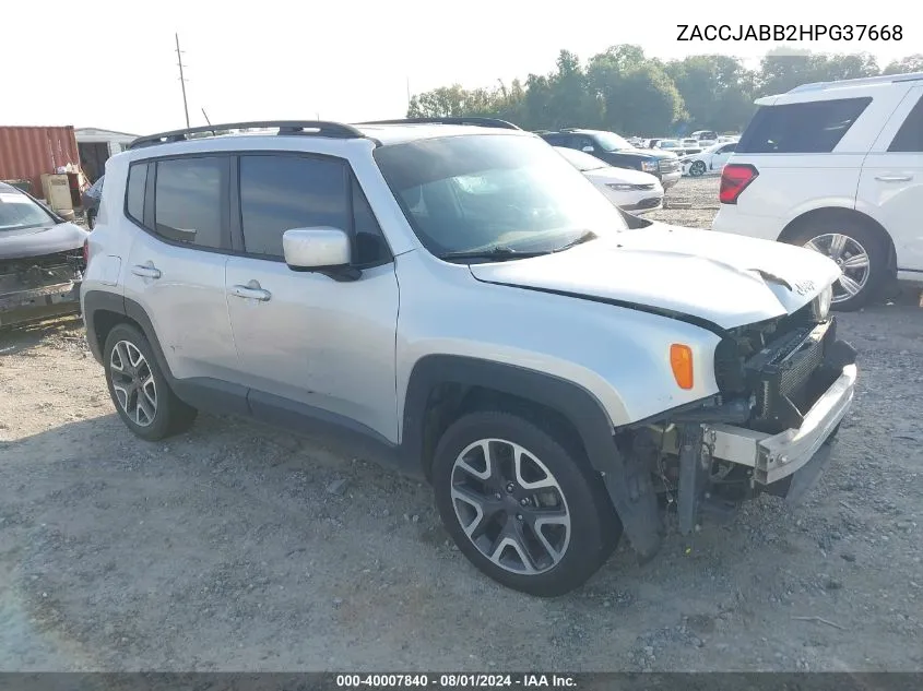 2017 Jeep Renegade Latitude Fwd VIN: ZACCJABB2HPG37668 Lot: 40007840