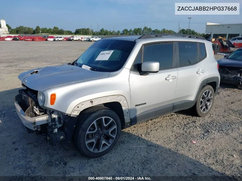 2017 Jeep Renegade Latitude Fwd VIN: ZACCJABB2HPG37668 Lot: 40007840