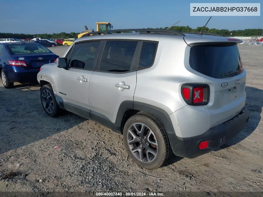 2017 Jeep Renegade Latitude Fwd VIN: ZACCJABB2HPG37668 Lot: 40007840