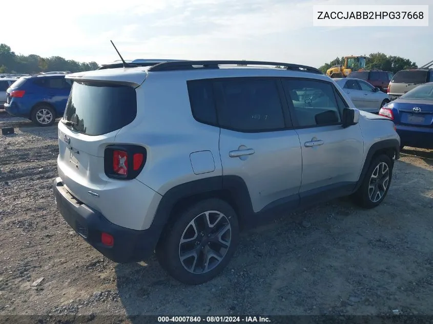 2017 Jeep Renegade Latitude Fwd VIN: ZACCJABB2HPG37668 Lot: 40007840