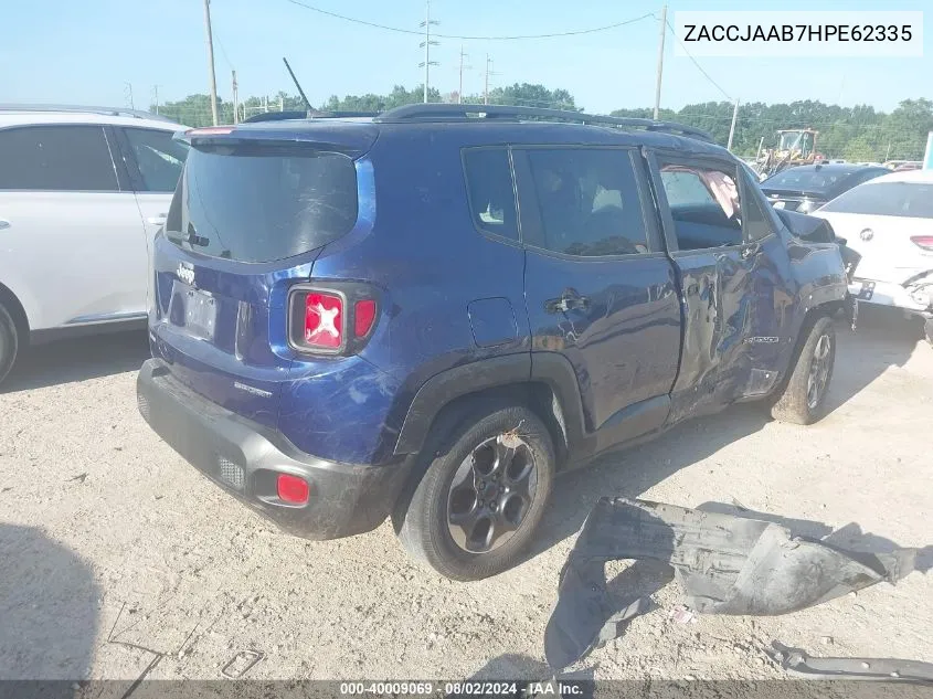 2017 Jeep Renegade Sport Fwd VIN: ZACCJAAB7HPE62335 Lot: 40009069