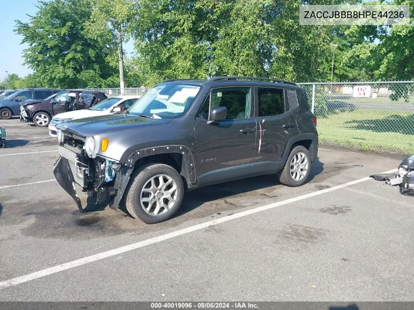 2017 Jeep Renegade Latitude 4X4 VIN: ZACCJBBB8HPE44236 Lot: 40019096