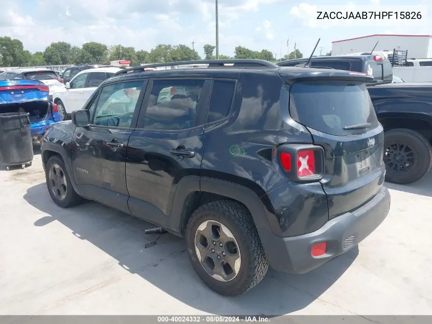 2017 Jeep Renegade Sport Fwd VIN: ZACCJAAB7HPF15826 Lot: 40024332