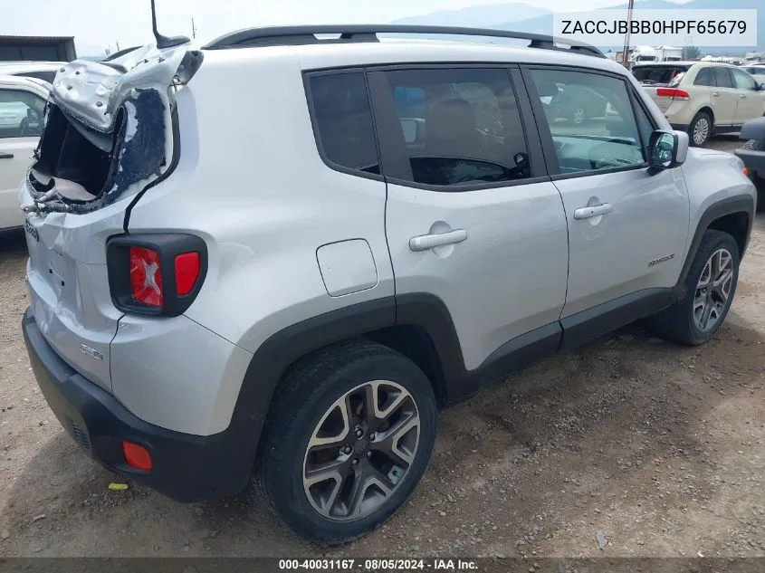 2017 Jeep Renegade Latitude 4X4 VIN: ZACCJBBB0HPF65679 Lot: 40031167