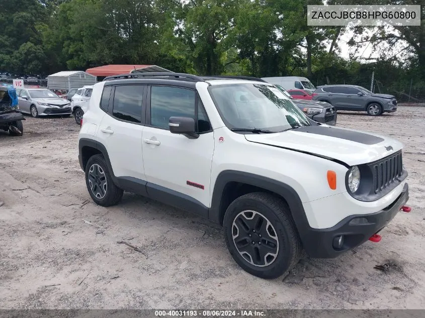 2017 Jeep Renegade Trailhawk VIN: ZACCJBCB8HPG60800 Lot: 40031193