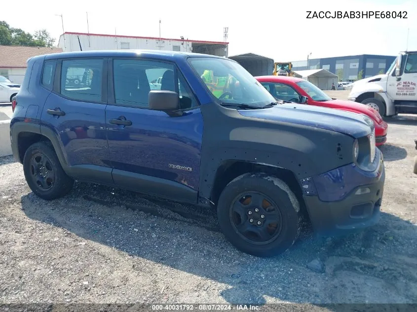 2017 Jeep Renegade Sport 4X4 VIN: ZACCJBAB3HPE68042 Lot: 40031792