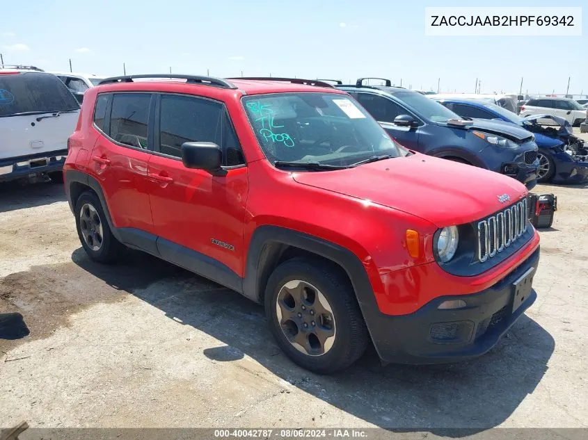 2017 Jeep Renegade Sport Fwd VIN: ZACCJAAB2HPF69342 Lot: 40042787