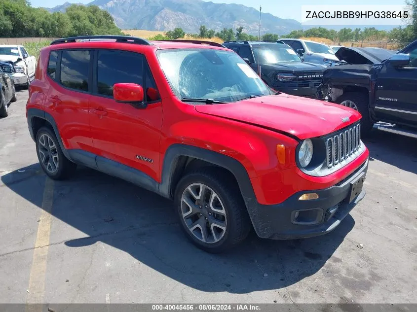 2017 Jeep Renegade Latitude VIN: ZACCJBBB9HPG38645 Lot: 40045456