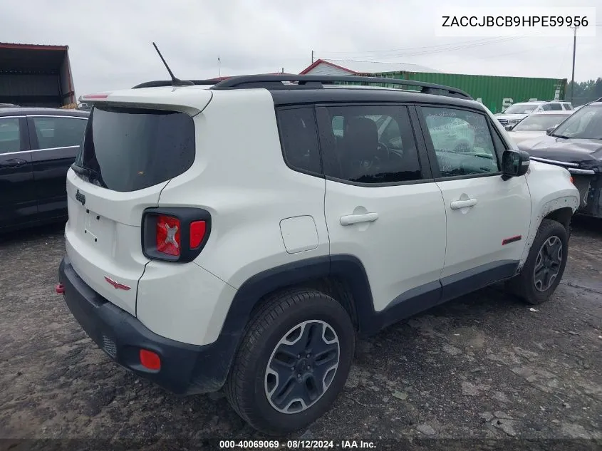 2017 Jeep Renegade Trailhawk 4X4 VIN: ZACCJBCB9HPE59956 Lot: 40069069