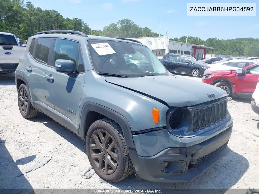 2017 Jeep Renegade Altitude Fwd VIN: ZACCJABB6HPG04592 Lot: 40072840