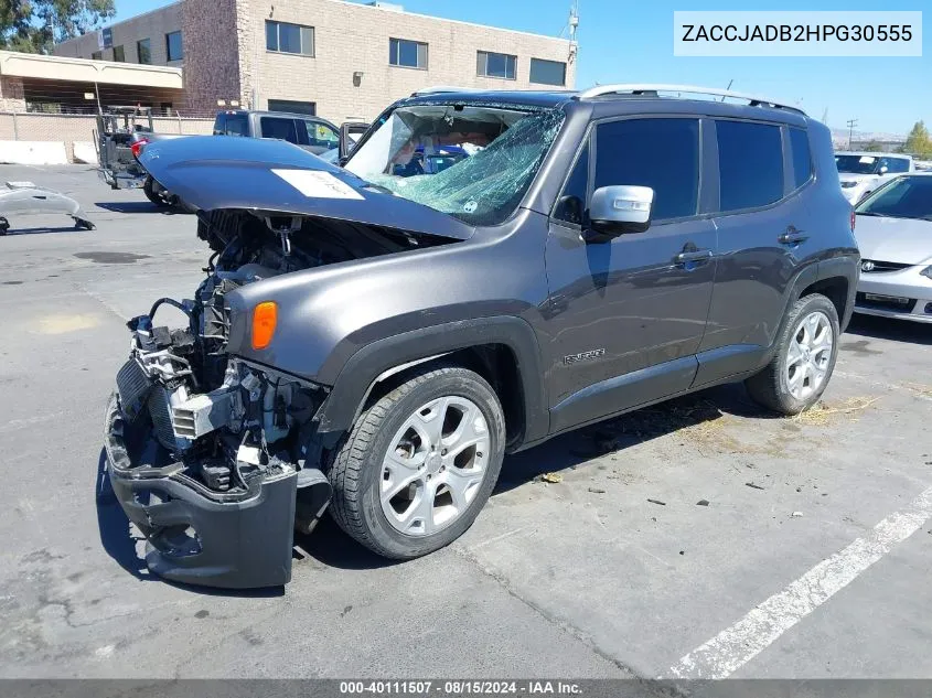 2017 Jeep Renegade Limited Fwd VIN: ZACCJADB2HPG30555 Lot: 40111507