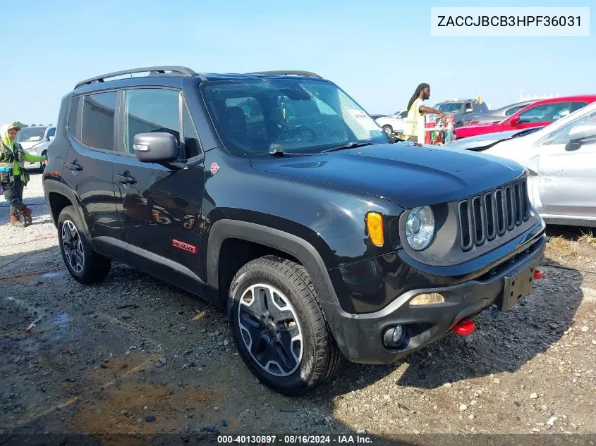 2017 Jeep Renegade Trailhawk 4X4 VIN: ZACCJBCB3HPF36031 Lot: 40130897