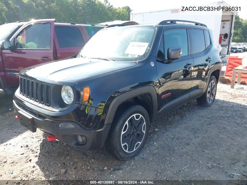 2017 Jeep Renegade Trailhawk 4X4 VIN: ZACCJBCB3HPF36031 Lot: 40130897