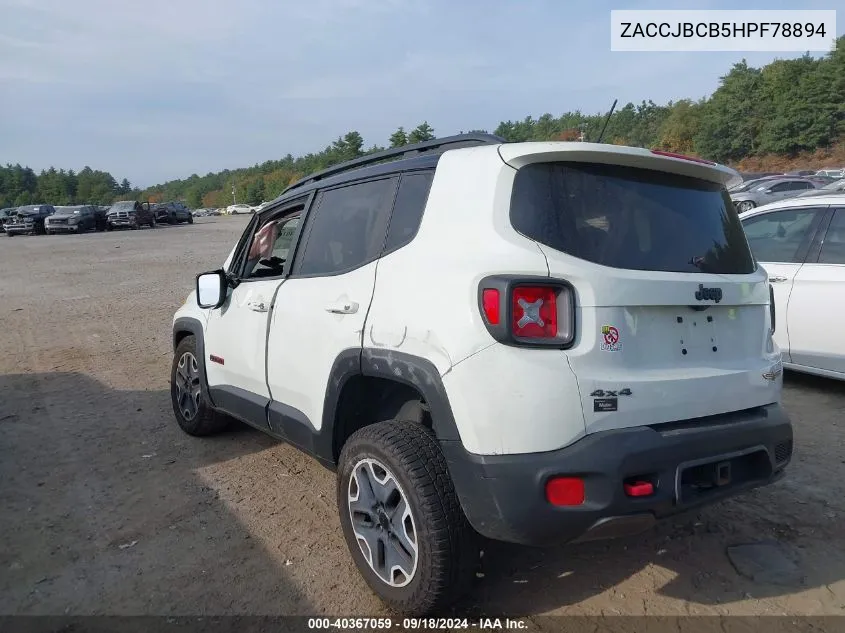 2017 Jeep Renegade Trailhawk VIN: ZACCJBCB5HPF78894 Lot: 40367059