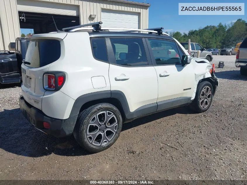 2017 Jeep Renegade Limited Fwd VIN: ZACCJADB6HPE55565 Lot: 40368383