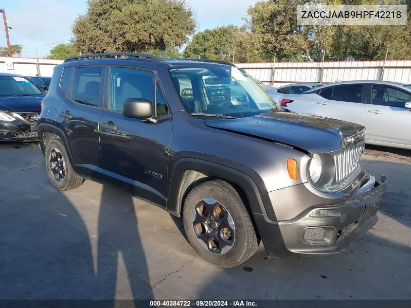 2017 Jeep Renegade Sport Fwd VIN: ZACCJAAB9HPF42218 Lot: 40384722