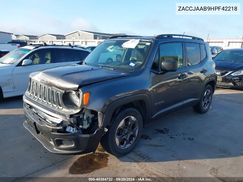 2017 Jeep Renegade Sport Fwd VIN: ZACCJAAB9HPF42218 Lot: 40384722