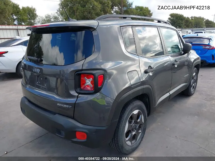 2017 Jeep Renegade Sport Fwd VIN: ZACCJAAB9HPF42218 Lot: 40384722