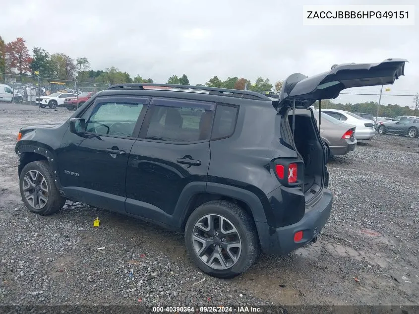 2017 Jeep Renegade Latitude 4X4 VIN: ZACCJBBB6HPG49151 Lot: 40390364